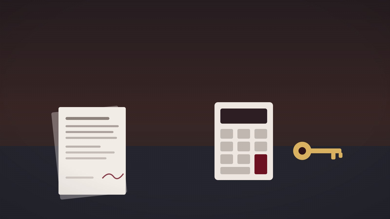 Llaves y calculadora sobre una mesa